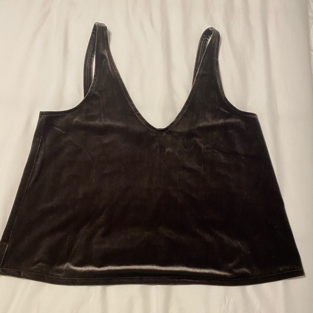 Madewell Gray Velvet Cropped Tank